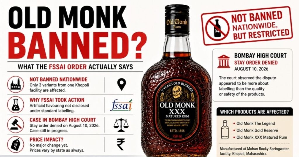 Old Monk Ban, Old Monk, FSSAI, Rum